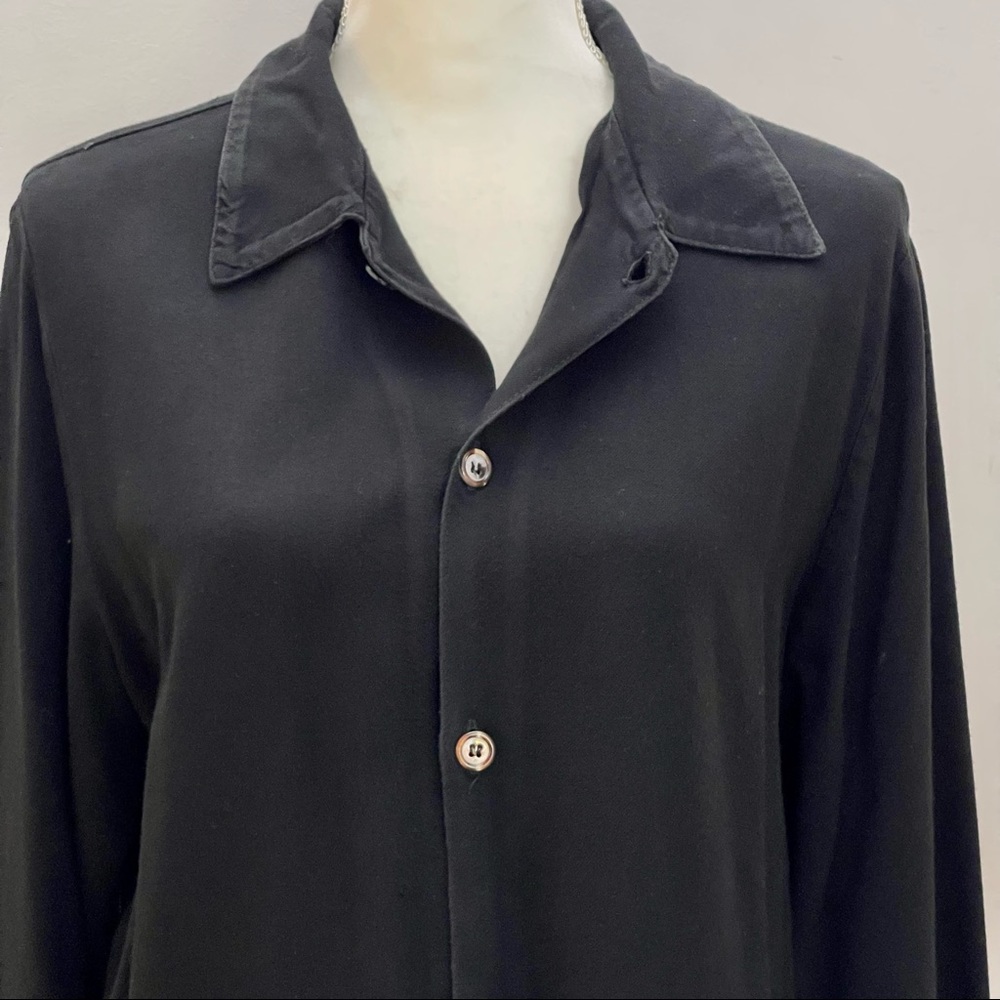 Vintage CP Shades Classic Black Rayon Long-Sleeve Shirt, sz S